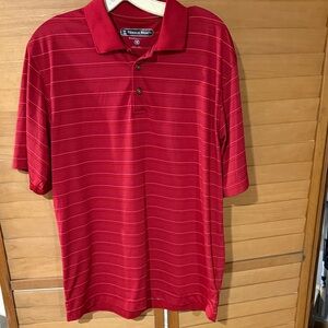 Pebble Beach Crimson Polo with Subtle Stripes